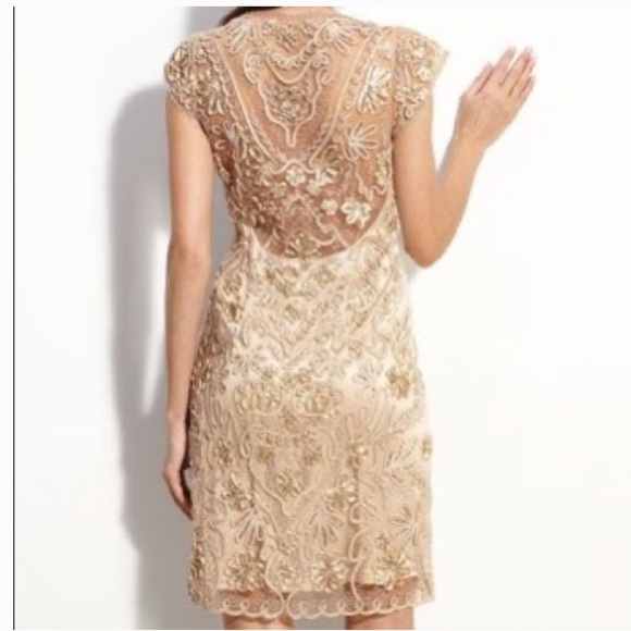 Sue Wong Beige Cocktail Dress Size 6 - Picture 3 of 16